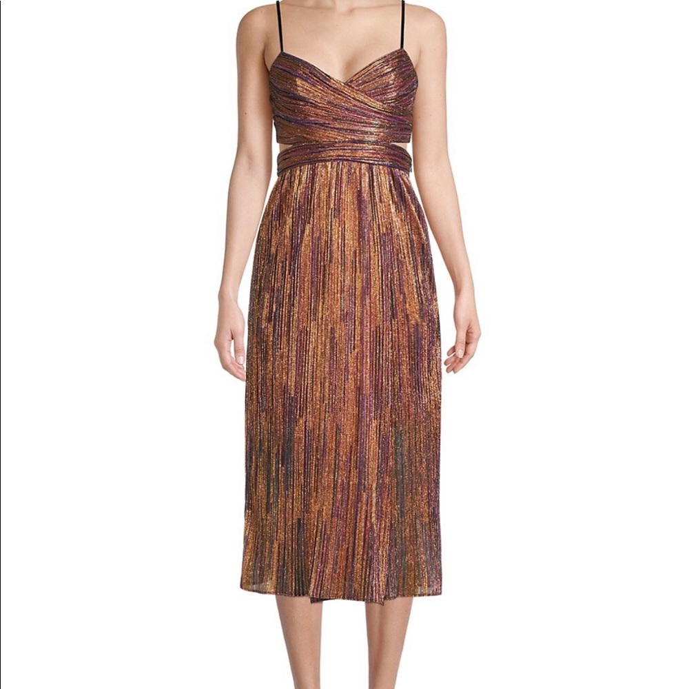 Aidan by Aidan Mattox metallic pleated dress
